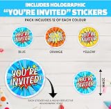 BestaFiesta 36 Kids Birthday Invitations Folding Envelopes Holographic Stickers view 5