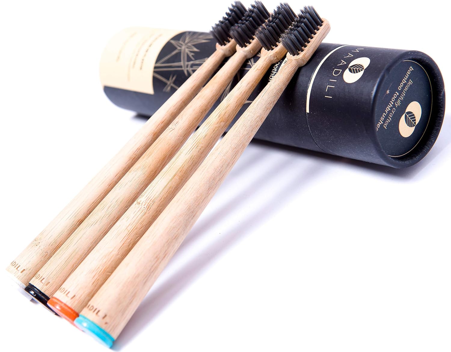 Natural Charcoal Bamboo Toothbrush - Soft Medium Charcoal Bristle - Pack of 4 Toothbrushes - BPA Free Bristles - Non Electric Toothbrush: 100% Eco Friendly - Zero waste product