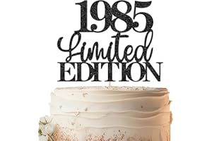 EONNCNT Limited EDITION 1985 Cake Topper - Black Glitter Happy 40th Birthday Party Cake Decoration Supplies, Cheer to 40 Years Cake Bunting Decor for 40th Birthday Party Photo Booth Props