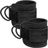 EVO Fitness Ankle Straps Padded Cable Machine for Glute Training Matt Black view 7