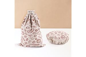 Homemade Bread Bags with Bowl Cover, 18x12in Reusable Linen Sourdough Bags Container Storage Bag Pouch for Homemade Bread
