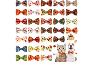 Talltalk 30 Pcs Fall Pumpkin Dog Collar Bow Ties Bulk Thanksgiving Dog Bowtie Holiday Puppy Grooming Accessories Collar Charms Detachable Attachment Autumn Cat Bow for Small Medium Large Puppy Cat