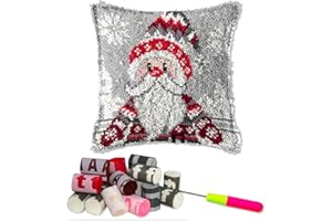 DL-YTG Latch Hook Kits Pillow Red Dwarf Crochet Yarn Cushion Colour Pre-Printed Canvas Rug Needlework DIY Pillowcase Hook and Latch Kit Christmas Home Arts Crafts Sofa Decoration 42x42cm/16X16inch