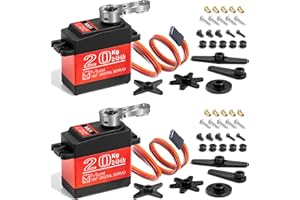 Miuzei 20KG RC Servo Motor High Torque Metal Gear Digital Servo Waterproof Steering for 1/8, 1/10 R/C Model DIY Car Robot, Control Angle 180° (2)
