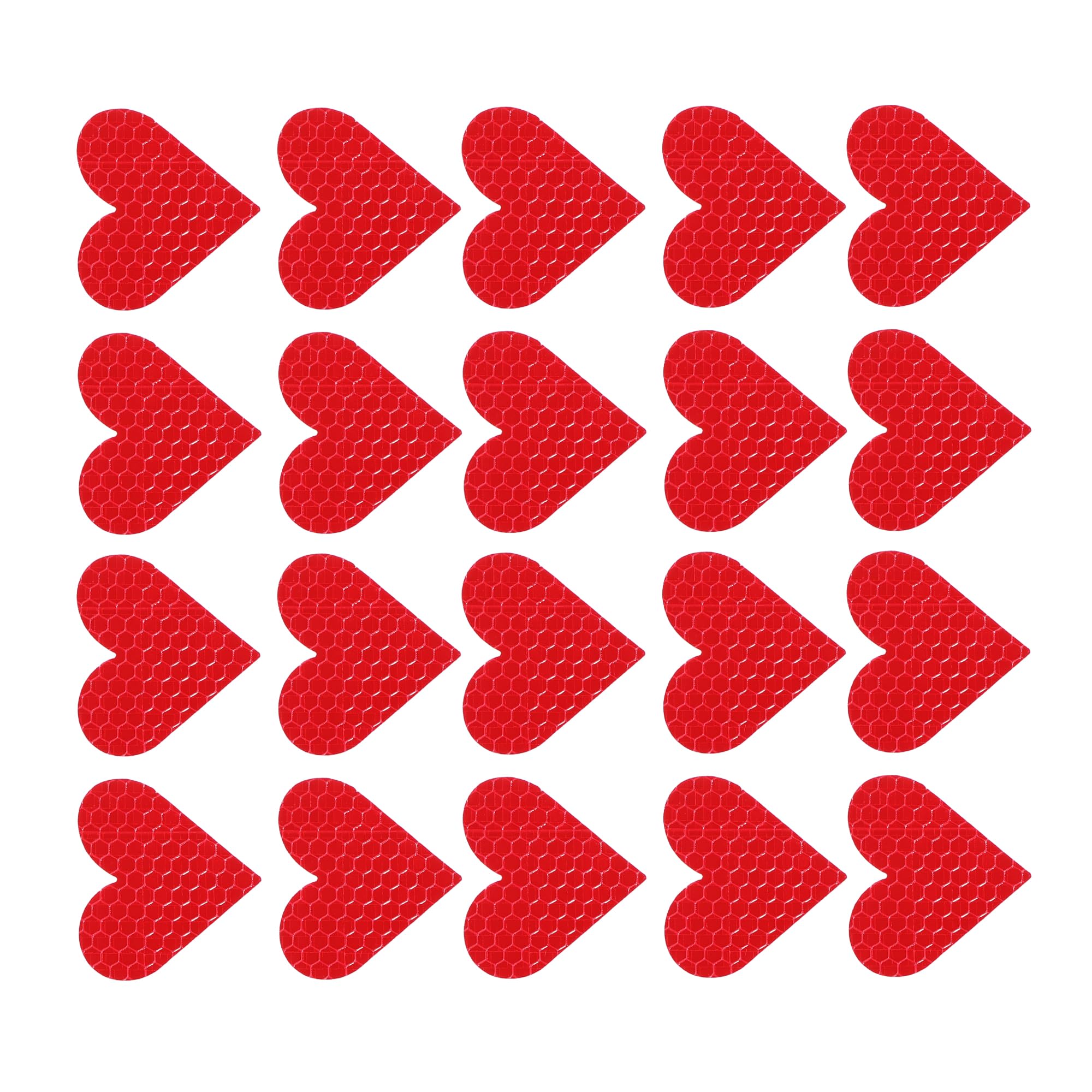 VekAuto 20 Pcs Reflective Stickers, Heart Shape Universal for Cars PET Red