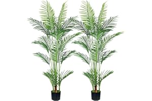 HAIHONG 4.5FT 2Packs Artificial Palm Tree,Faux Areca Palm Plant with Real Touch Leaves and Adjustable Branches,Fake Tropical Palm Tree for Home Office Indoor Outdoor Modern Decoration