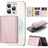Mag-Safe Wallet, Strongest Magnetic Wallet for iPhone 16/15/14/13/12 Series, 6 Cards Holder, Lightweight Magnetic Phone Cards Holder for Apple Cell Phone, Not for iPhone 13/12 Mini, Rose Gold