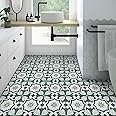 RomDeco Peel and Stick Floor Tile, 11.8in X 11.8in Self Adhesive Vinyl Flooring, Peel and Stick Flooring for Bathroom Kitchen Living Room, 10 pcs, Green