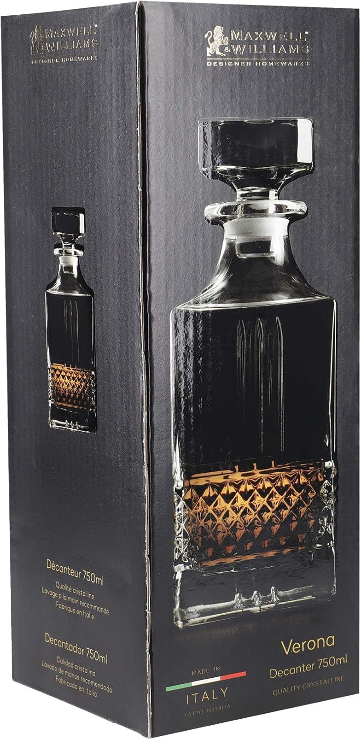 Maxwell & Williams Verona Whiskey Decanter in Gift Box, Cut Crystalline Glass, 75 ml, Transparent, 75ML - Image 4