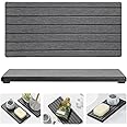 Razborci 2PCS Diatomite Quick Stone Drying Tray Mat For Bathroom & Kitchen Counter, Instant Dry Water Absorbent Drink Bar Coaster,Vanity Sink Caddy Organizer,Dish Soap Sponge Holder, Dark Gray,8"x3.8"