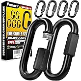 PAMAZY 6PCS 3” Heavy Duty Chain Quick Links, 1600 LBS Weight Capacity, Durable, Anti-Rust, High Strength Chain Connector, Carabiner for Big Chain Connecting, Hammock Hanging, Hiking, Camping
