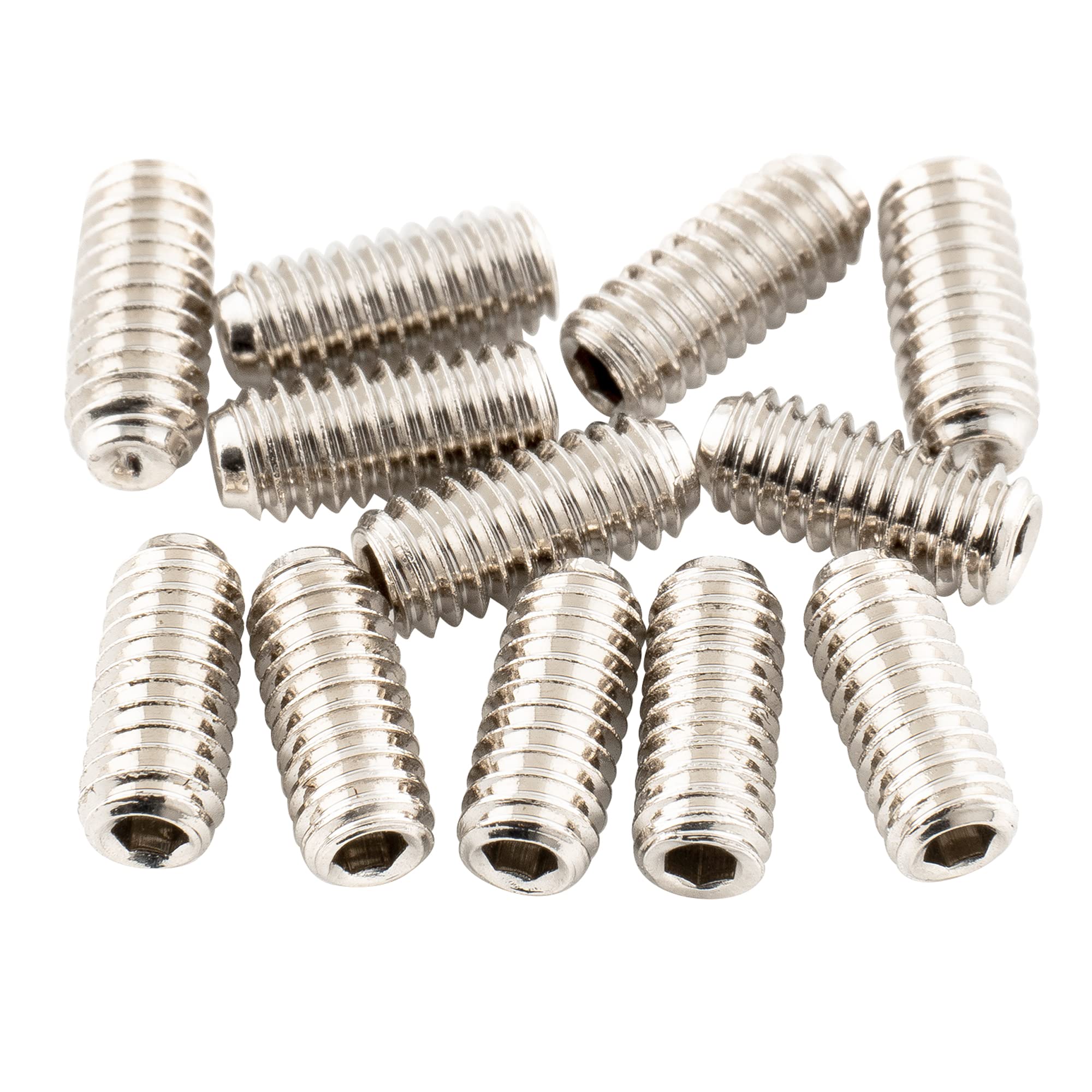 Musiclily Ultra UNF#4-48X1/4 Inch Stainless Steel Bridge Saddle Height Screws for USA Electric Guitar, Nickel (Set of 12)