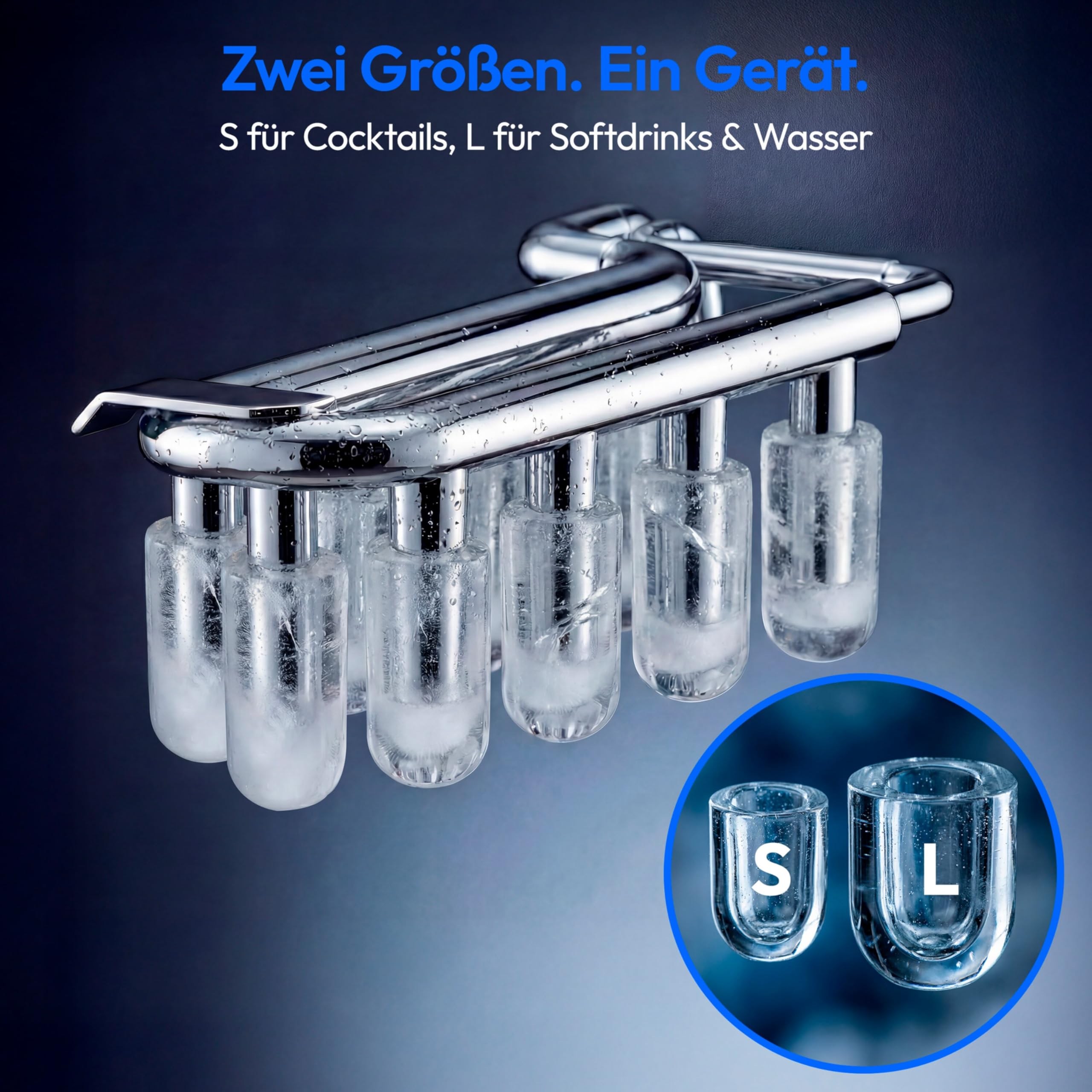 MEDION Eiswürfelmaschine, selbstreinigend, 12 kg Eis/Tag Eiswürfelbereiter, 2 Eiswürfelgrößen S & L, Integrierter Kompressor, 1,1 L Wassertank kompakt mit Tragegriff, GS-Zertifiziert, MD 100117 5