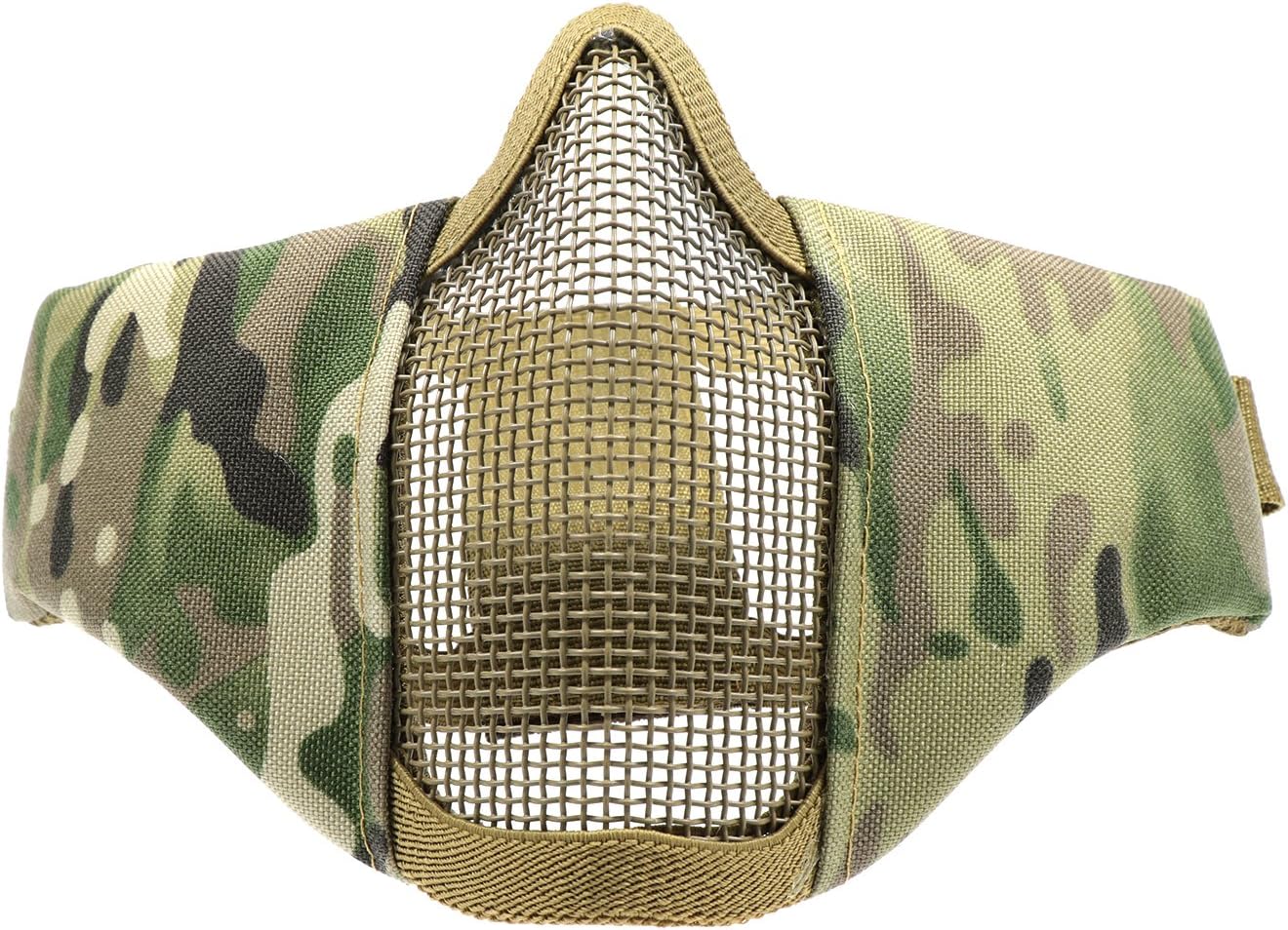 Waycreat 6-Inch Tactical Foldable Half Face Mask Protective Mesh Mask for Airsoft Paintball CS with Adjustable and Elastic Belt Strap