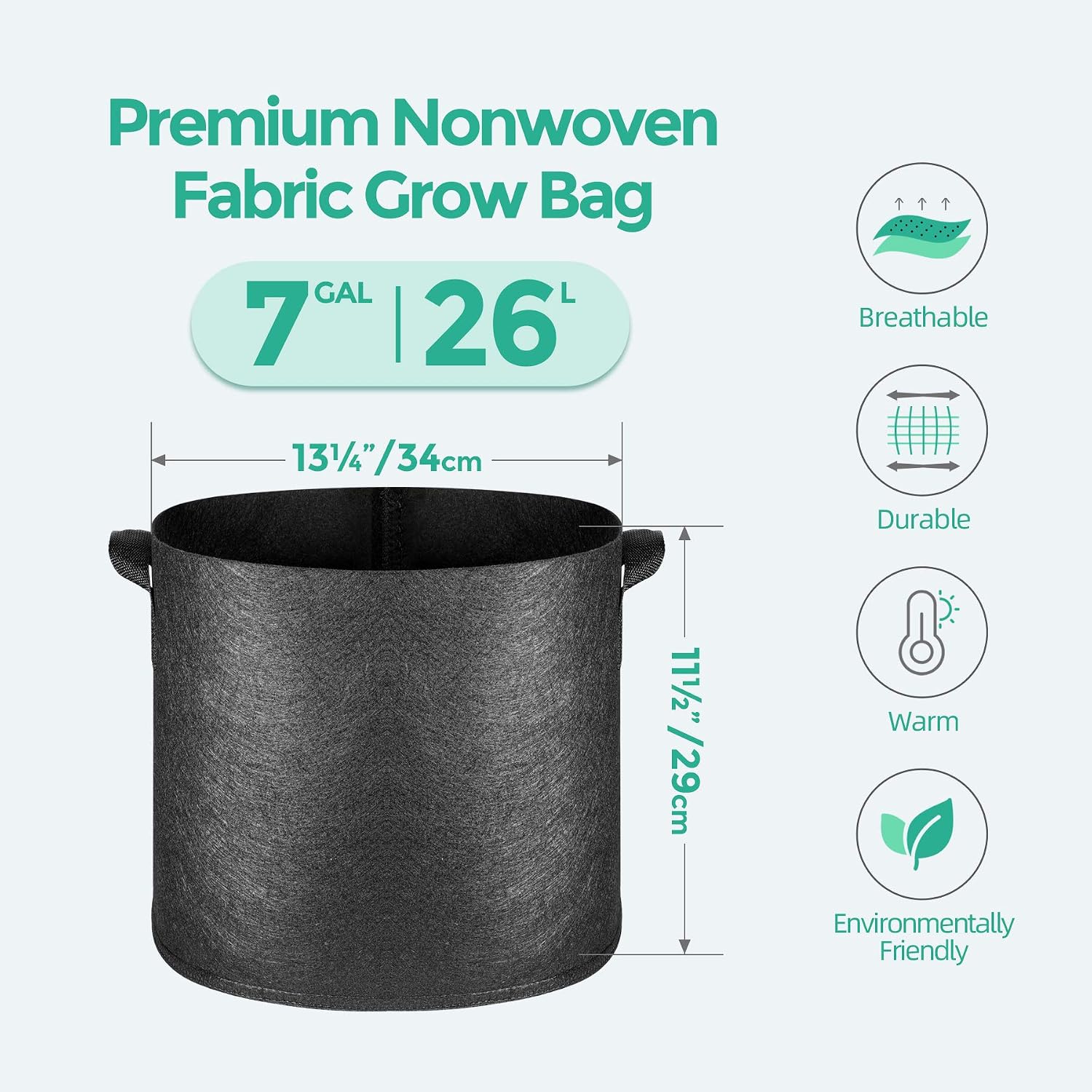 T4U 7 Gallon Plant Grow Bags with Handle Pack of 5, Fabric Pots Growing Bag, Heavy Duty Nonwoven Planter - Image 5