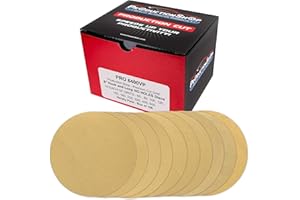 ProductionShop Premium 6" Gold Sanding Discs, 100 Disc Variety Pack, Grits 60, 80, 100, 120, 150, 180, 220, 320, 400, 600 - Hook & Loop Sandpaper, DA, Random Orbital Sander - Sand Auto Paint, Wood