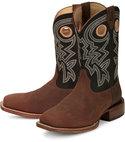 Justin Boots Mens Size 11 Two Tone Pointed Stitch Welt Western Leather Brown Amazon.com | Justin Caddo 11 main image 2