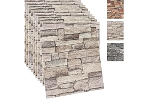 Yutianli 10PSC 3D Wall Panels Peel and Stick Faux Brick Wall Panels Self-Adhesive 3D Brick Wallpaper Foam Stone Wall Panel