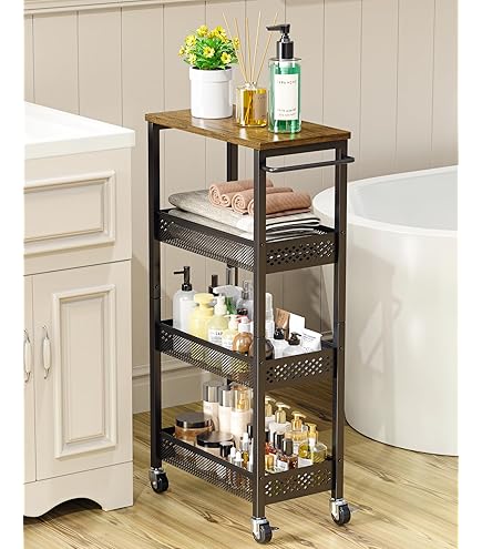 Spice Cabinet Tier Slim Storage Cart With Handle, Slide Out