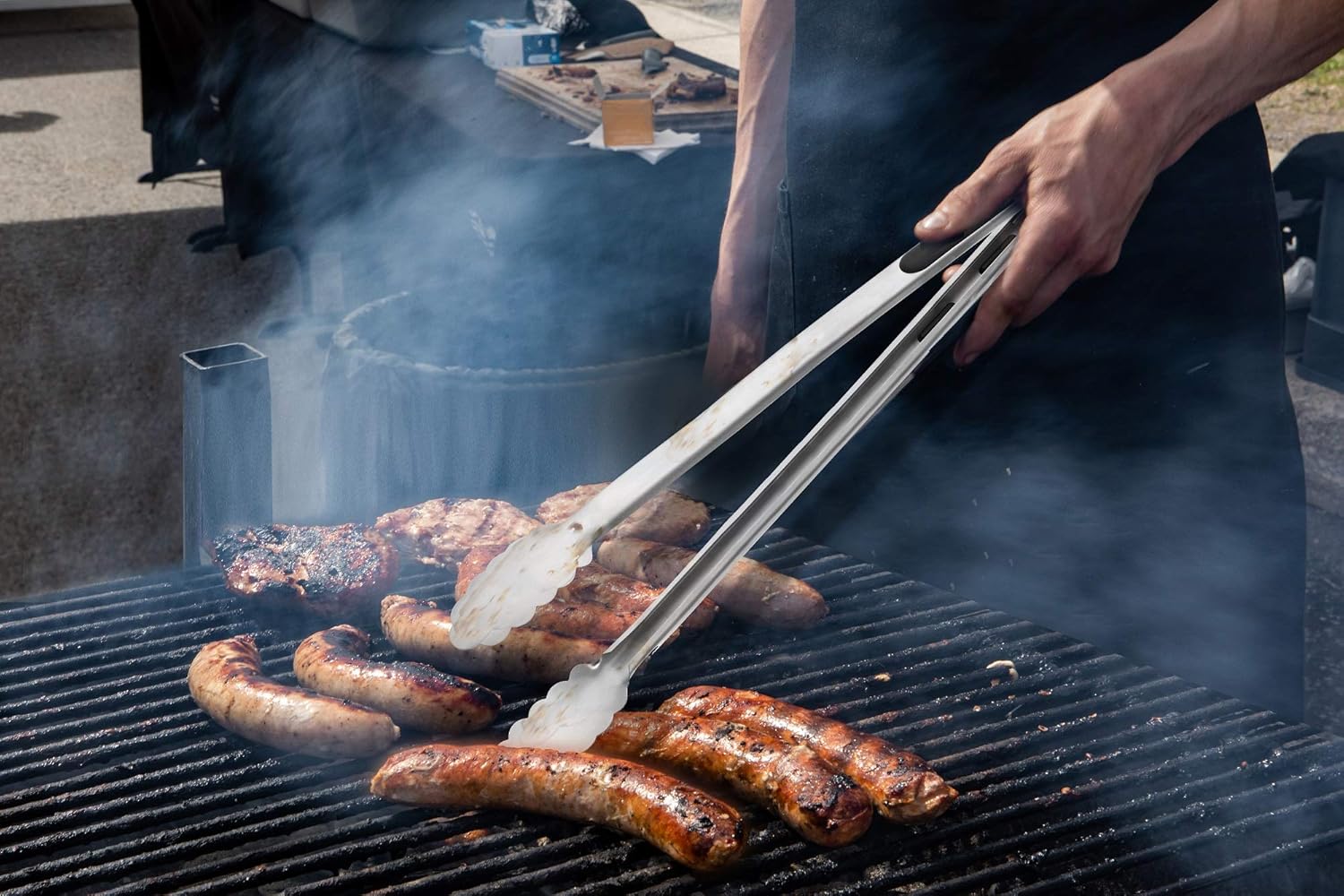PBKay Heavy Duty Extra Long BBQ Tong Set of 2, Stainless Steel with Rubber Grip - Extra Long, Durable and Great for Cooking and Grilling : Garden & Outdoor