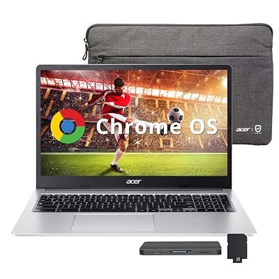 acer Chromebook 315 15.6" FHD Laptop, Intel Celeron N4500, 4GB LPDDR4 RAM, 1TB Storage (64GB eMMC + 1TB Docking Station Set), UHD Graphics, Full-Size Keyboard, Wi-Fi 6, Chrome OS, Silver