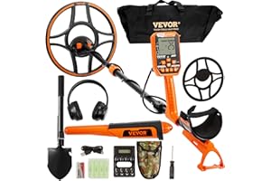 VEVOR Waterproof Metal Detector, 12" Coil, Professional Rechargeable Gold Detector, 39-50 in Adjustable with LCD 7 Modes Adva