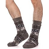 EBMORE Mens Slipper Fuzzy Socks Fluffy Winter Cabin Cozy Warm Soft Fleece Thick Comfy Gift Socks with Grips