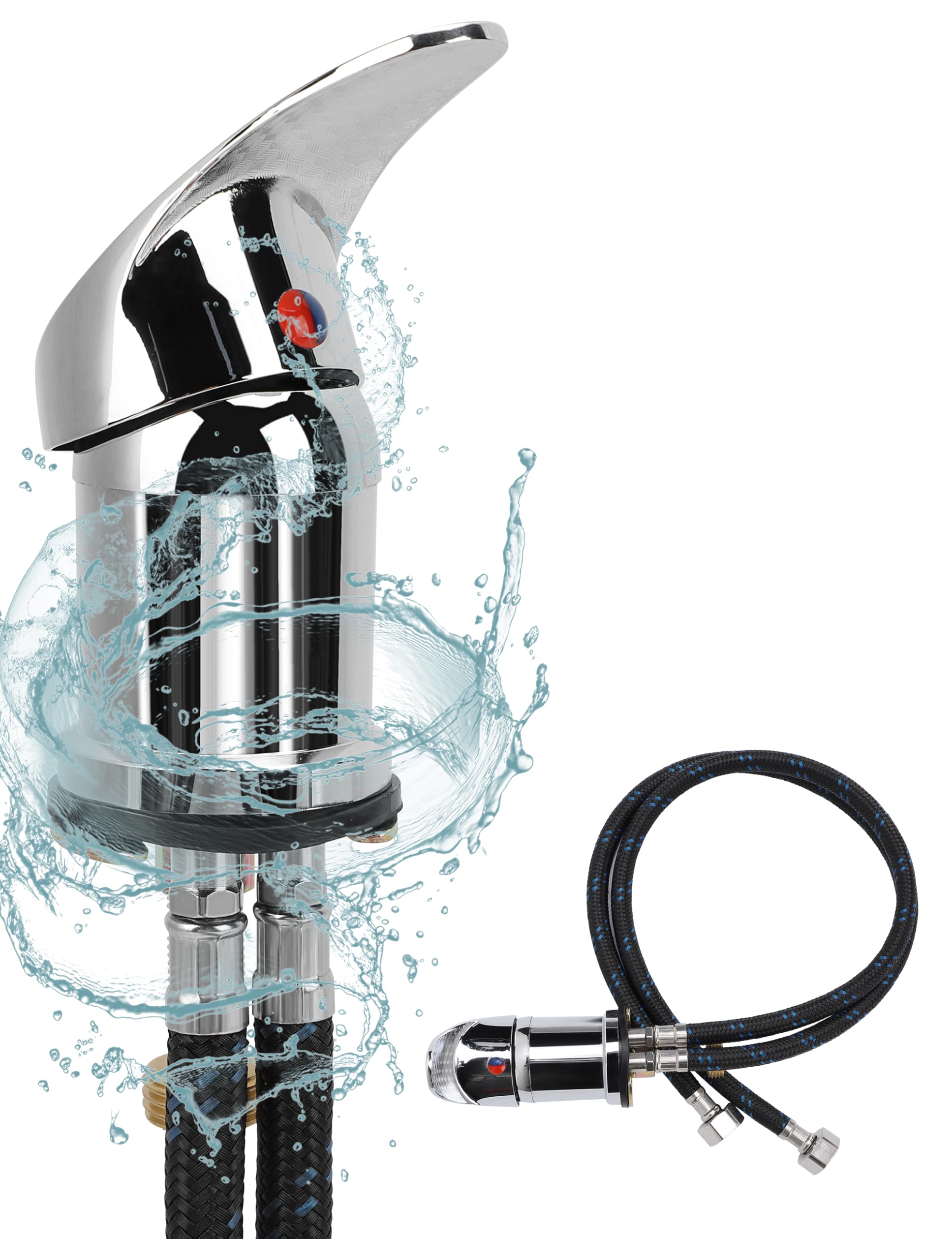 Salon Shampoo Basin Faucet, Mixing Valve Professional Shampoo Bowl Faucet Hose Hair Salon Accessories for Shampoo Bed