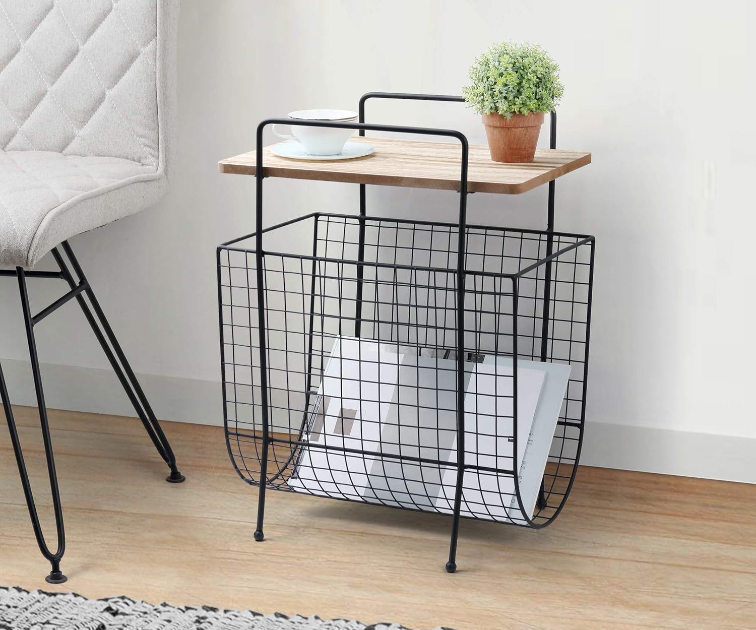 NiOffice Organizer magnetico a 3 tasche per ufficio e casa, porta riviste e posta, con montaggio senza fori, per parete, armadio o frigorifero (nero