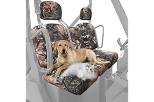KEMIMOTO UTV Seat Covers Camo, Waterproof Repellent UTV Seat Cover Set w/Headrest Cover Compatible with Can Am Defender Front Two Doors Split Bench- Camo
