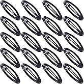 Cptots 20PCS Oval Metal Snap Clips for Women No Slip Small Barrettes for Thin Fine Hair,Bright Black