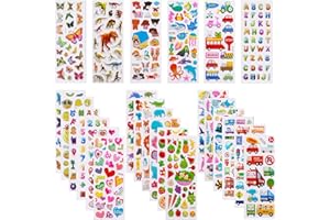 3D Stickers for Kids Toddlers Vivid Puffy Kids Stickers 24 Different Sheets Over 550+ for Reward, DIY Crafts Scrapbooking Sti