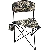 Black Sierra Tri-Lite Stool w/Back, Lightweight Portable Fishing Chair w/Cupholder and Carry Strap, Supports 225-Lb, Portable Outdoor Chair for Hunting, Camping, Travel, Hiking