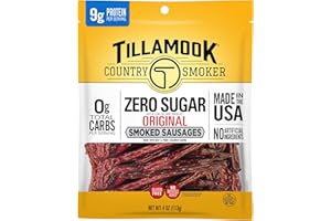 Tillamook Country Smoker Smoked Sausage, Zero Sugar, Original, 4 Ounce (1 Pack) Real Hardwood Smoked Sausages, Low Carb, High Protein Ready to Eat Keto Snack