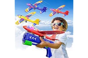 Kunmark 3 Pack Airplane Launcher Toys,Foam Airplane Glider,2 Flight Mode Glider Plane,Kids Flying Toy,3 4 5 6 7 8 9 10 11 12 