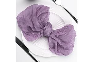 SUNTQ Cheesecloth Napkins Bulk, 20"x20" Set of 12 Cotton Dinner Napkins, Rustic Boho Gauze Fabric Cloth Napkins, Handmade Table Napkins for Wedding Party Baby Shower Home Decoration,Lavender