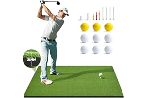 OYN 5x4ft Golf Hitting Practice Mat – Thickened Artificial Turf for Indoor & Outdoor Training,Durable Golf Swing Trainer with 9 Balls & 9 Tees for Backyard & Home Use