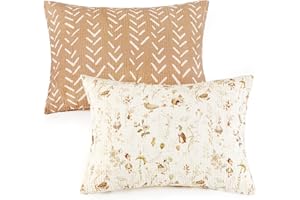 GRSSDER 2 Pack Muslin Toddler Pillowcases Fit for 13 x 18 Pillows, Soft and Breathable Cotton Toddler Pillow Case Cover with 