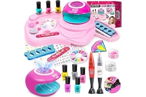 Combaybe Kids Nail Polish Set for Girls - Girls Toys 8-10 - Nail Art Kit for Kids Ages 7-12, Non toxic Nail Polish Kids Nail Kit Girl Stuff for Spa Manicures, Idea Birthday Gift for Girls 8 9 10 12