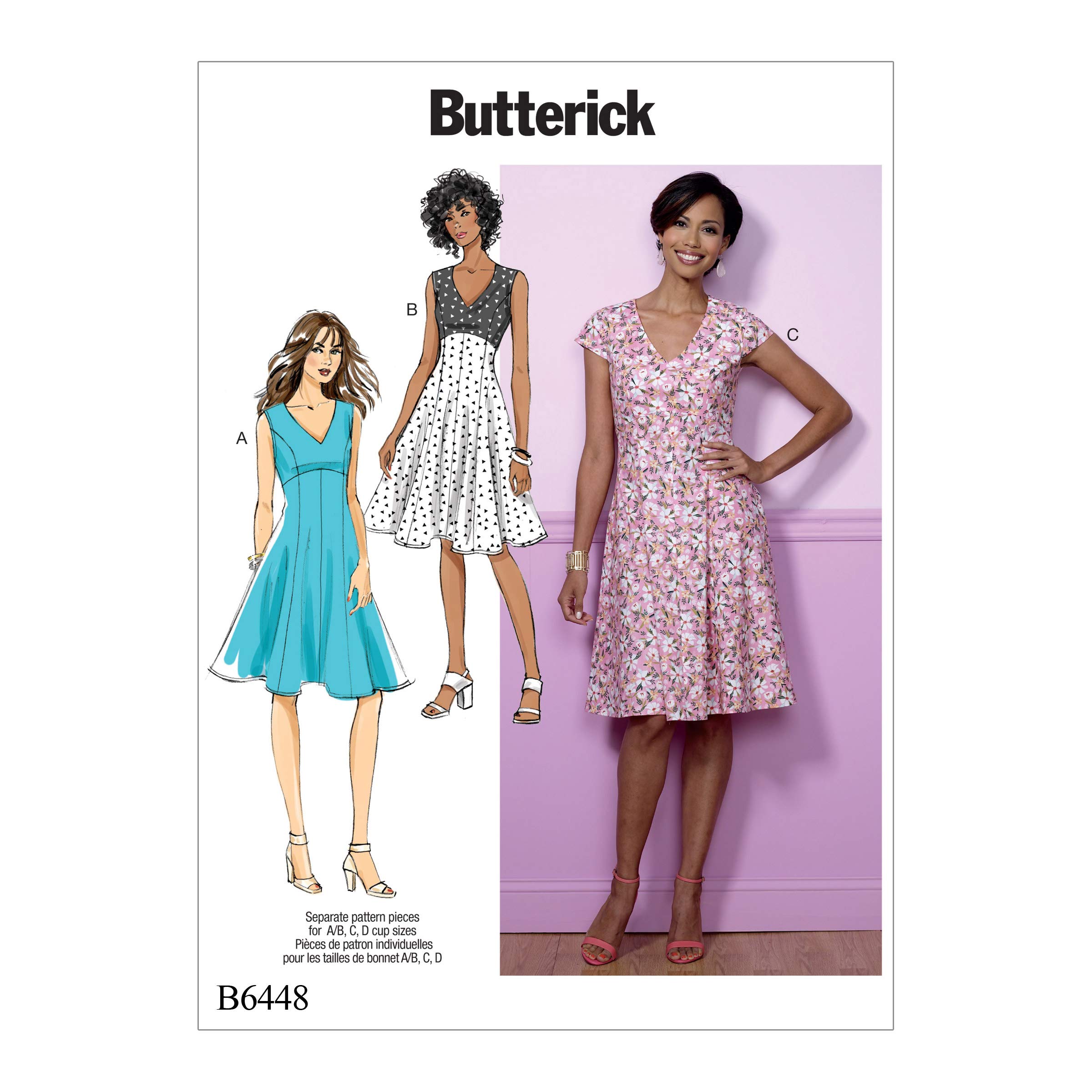 Butterick Patterns 6448 A5,Misses Dress,Sizes 6-14, Tissue, Multicoloured, 17 x 0.5 x 22 cm