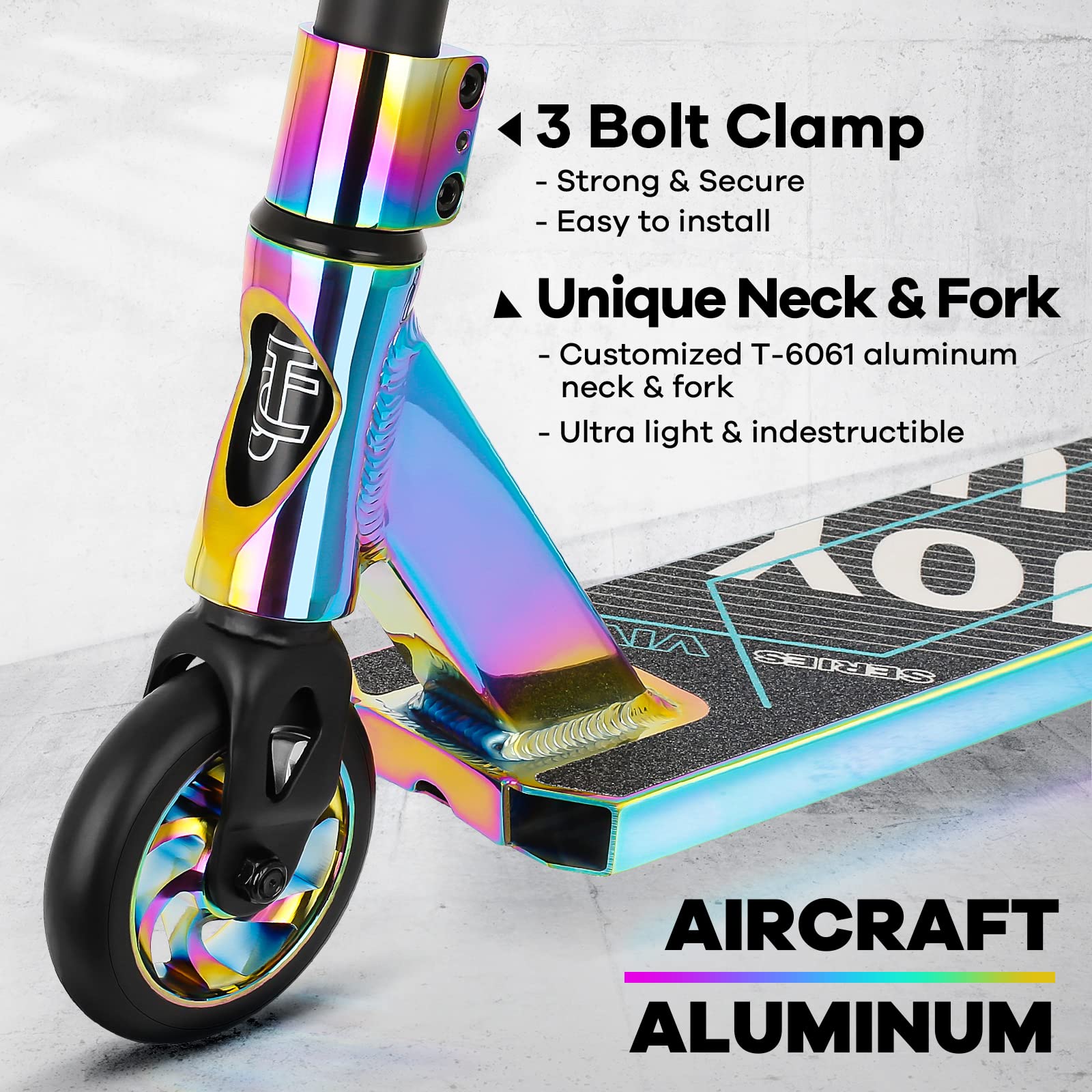 V4 Pro Scooter, Trick Scooters - Stunt Scooter for 8 Year Up Kids, Teens and Adults - Complete Beginner and Intermediate Freestyle BMX Scooter (Neo)