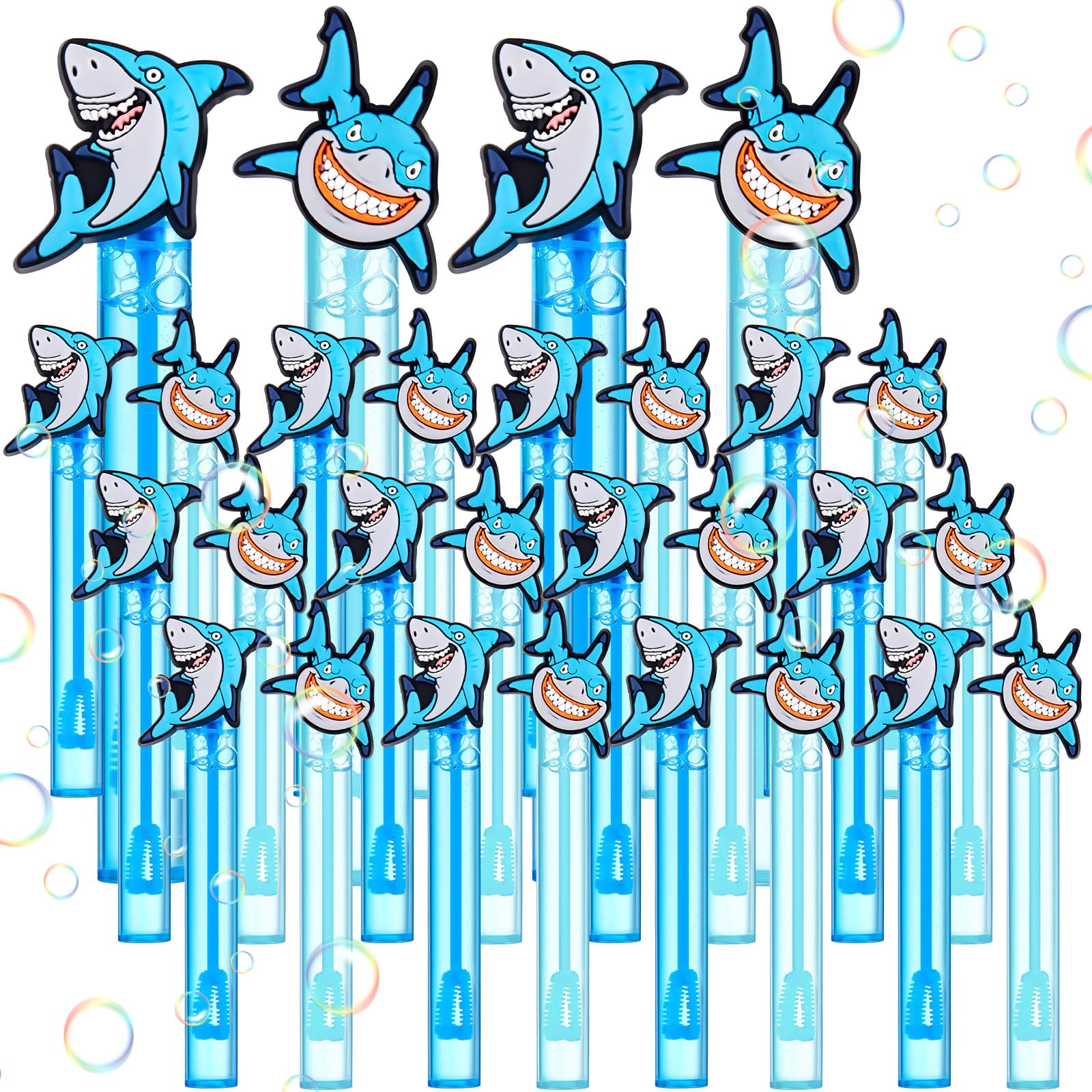 Photo 1 of Rotatingpals 24 Pcs Shark Party Favors Bubble Wands Bulk Under The Sea Mini Bubble Wands for Ocean Themed Birthday Party Supplies, Goodie Bag Stuffers Gifts
