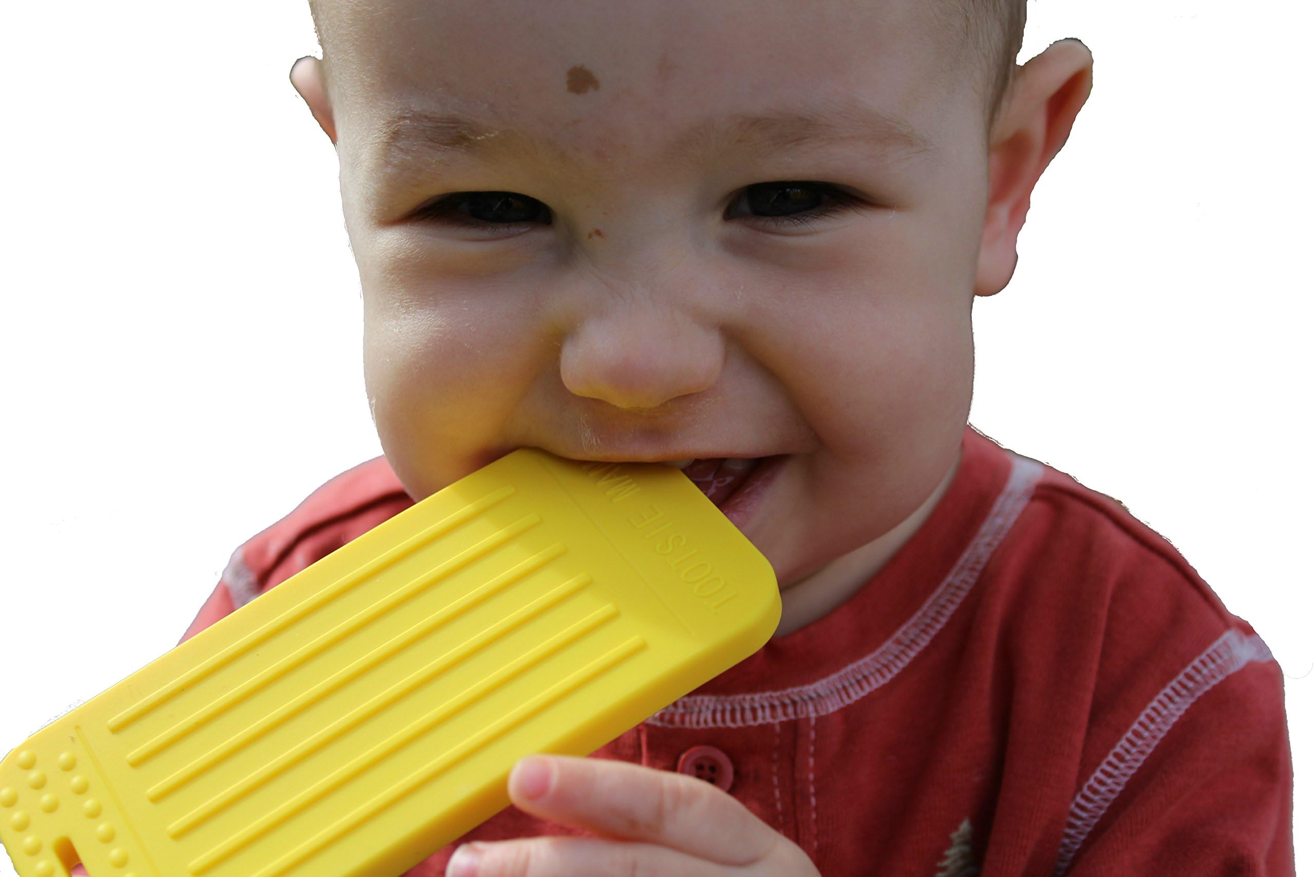 "Chew This Instead" iPhone Shaped Baby Teething Toy, Yellow - Safe for Infants and Toddlers, Soft Silicone BPA Free by Tootsie Mama