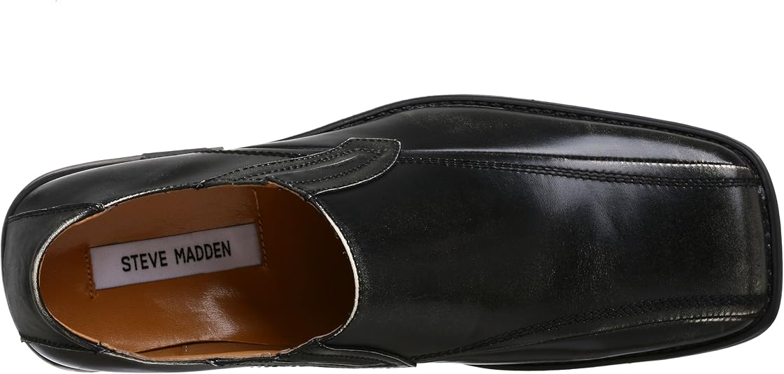steve madden black leather slip ons