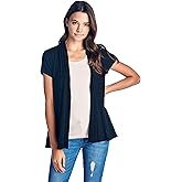 Women Short Sleeve Extra Soft Viscose Made from Bamboo Casual Open Front Flowy Lightweight Cardigan
