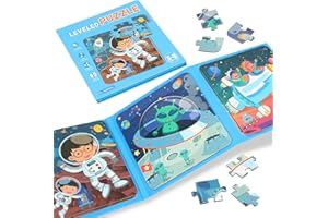YSCEN Magnetic Puzzles for Kids Ages 3-5, Puzzles for Kids Ages 4-8, Toddler Puzzles Ages 2-4, Spaceman Jigsaw Puzzles Book for Preschool Toddlers, Travel Toys for 3-5 Year Old Board Games Boys and Girls