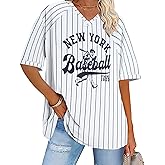 Baseball Graphic Shirts for Women Baseball Fan T-Shirts Baseballs Team Tee Game Day Outfits Casual Tops