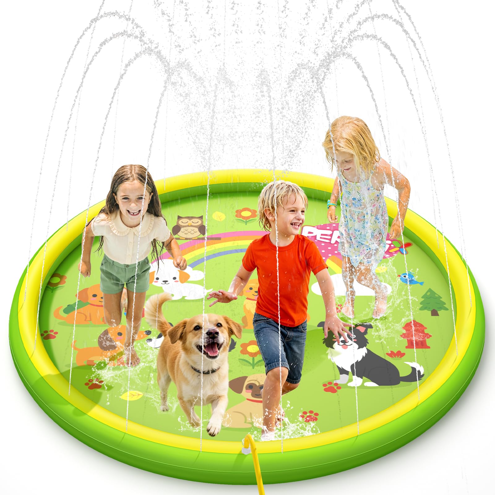 Peradix Splash Pad,Sprinkler Wasser-Spielmatte Anti-Rutsch Splash Play Matte Sommer Outdoor Garten Kinder Spielzeug Sprinklerpool für Baby Party Outdoor