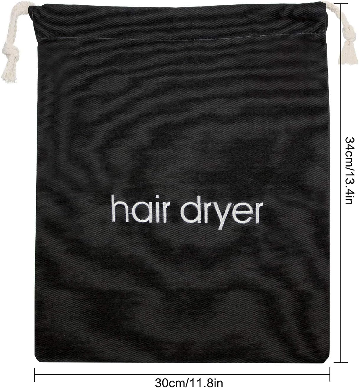 Hair Dryer Bags Drawstring Bag Container Hairdryer Bag, 11.8 by 13.8 Inch (Cotton, Beige), Black - Image 3