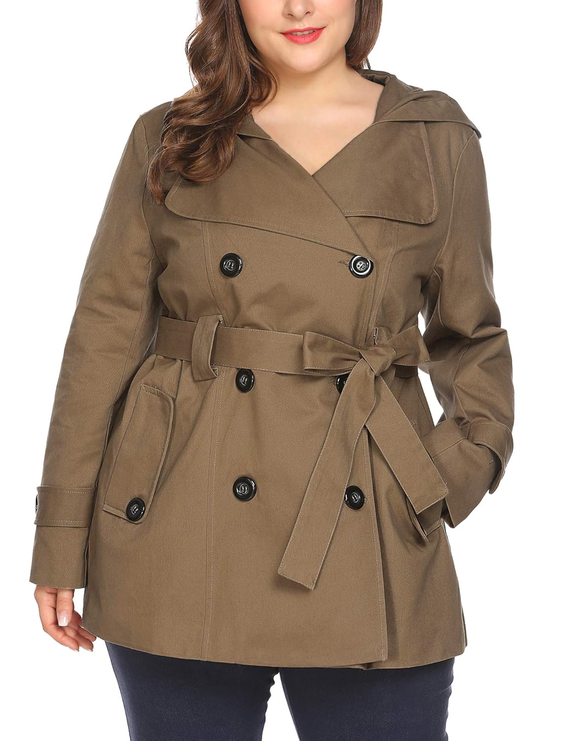 plus size double breasted wool coat